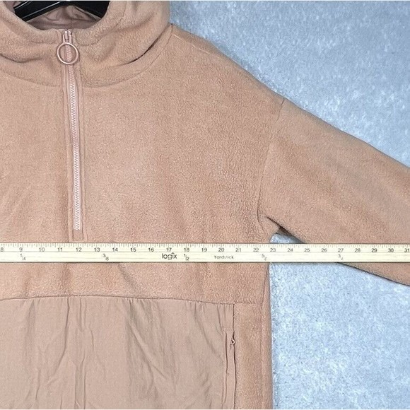 Fabletics Hooded Sweatshirt Womens Medium Peach Sherpa Half-Zip Fleece Jacket - Picture 4 of 8